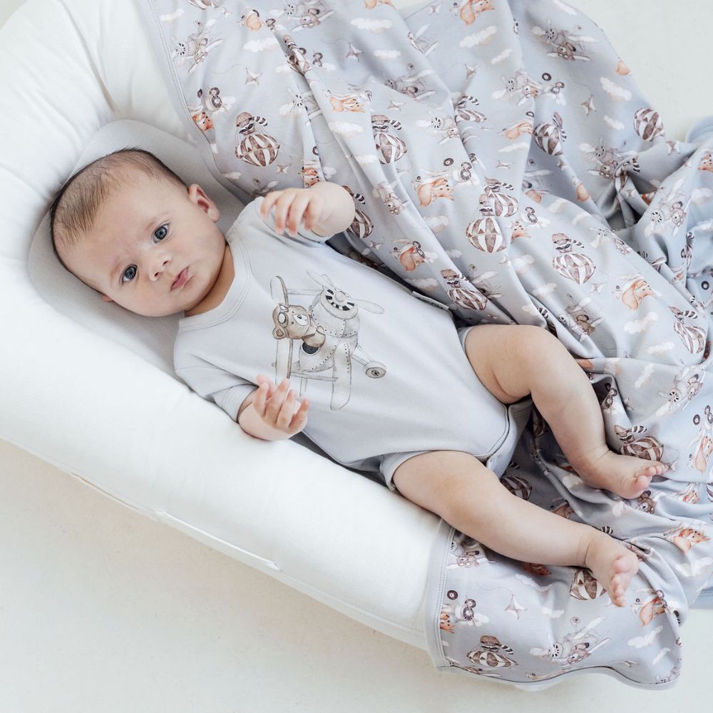 Aster & Oak Flying Oli Bear Print Onesie