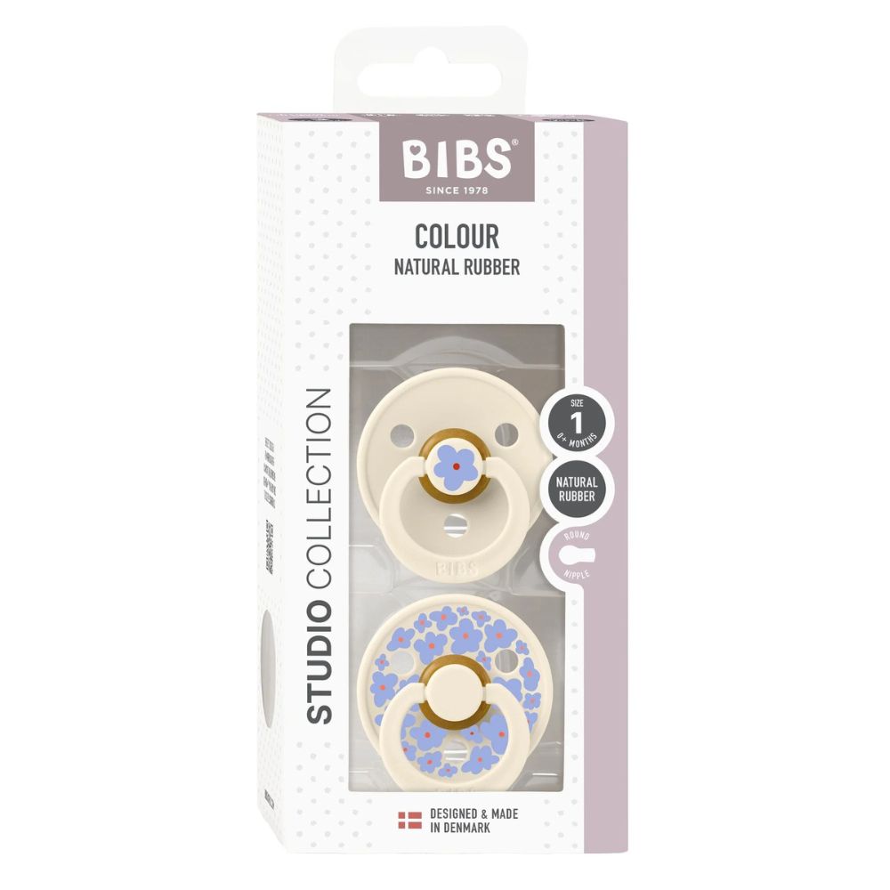 Bibs Round Natural Dummy Pacifier - Studio Collection - Jasmine Ivory Mix