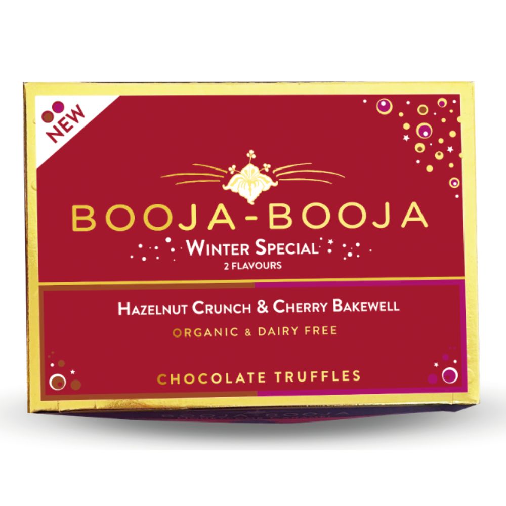 Booja-Booja Organic Vegan Truffle Hazelnut Crunch & Cherry Bakewell 82g (8 pack)