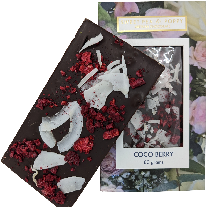 Sweet Pea & Poppy Artisan Chocolate Bar 80g - Coco Berry