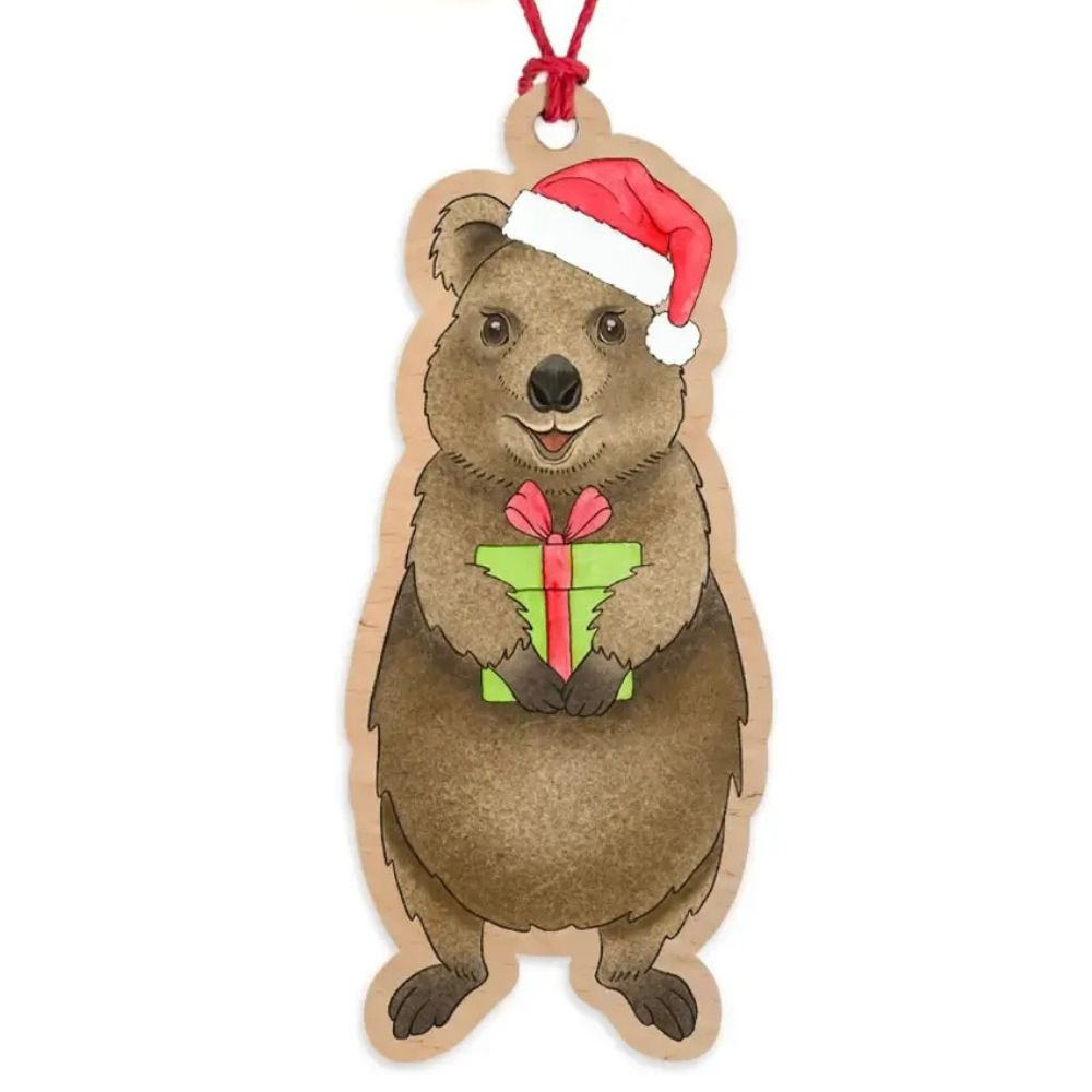 Earth Greetings Wooden Christmas Decoration - Smiling Quokka