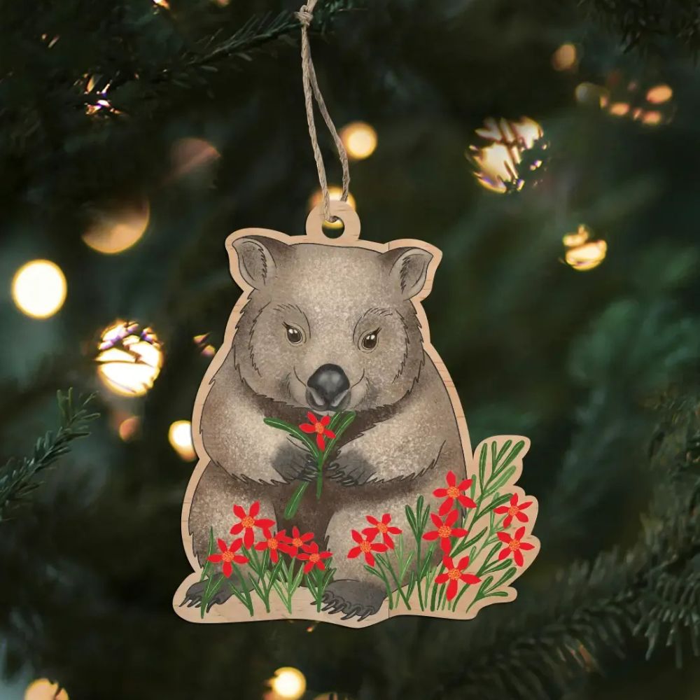 Earth Greetings Wooden Christmas Decoration - Wombat's Meadow