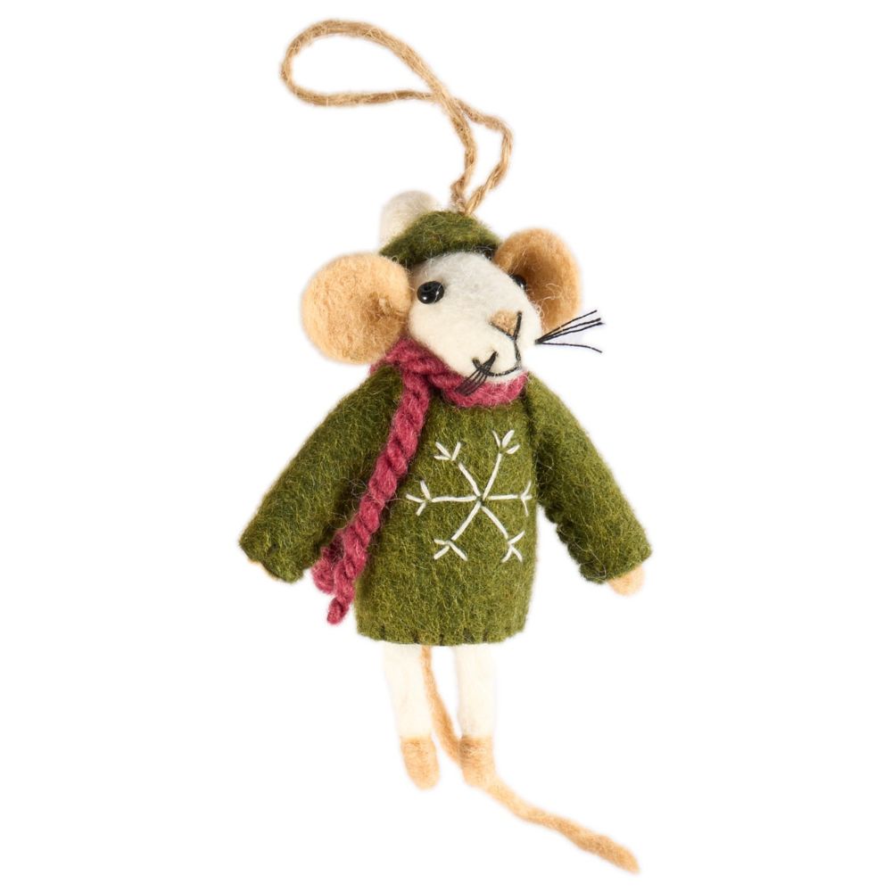 Fairtrade Felt Christmas Decoration - Mice with Snowflake Sweater