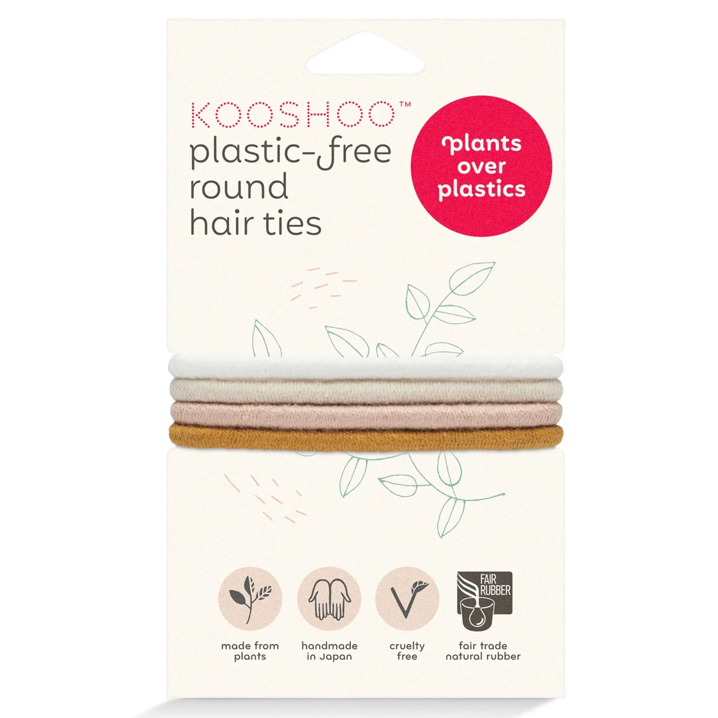 Kooshoo Round Mondo Plastic-Free Hair Ties 4 Pack