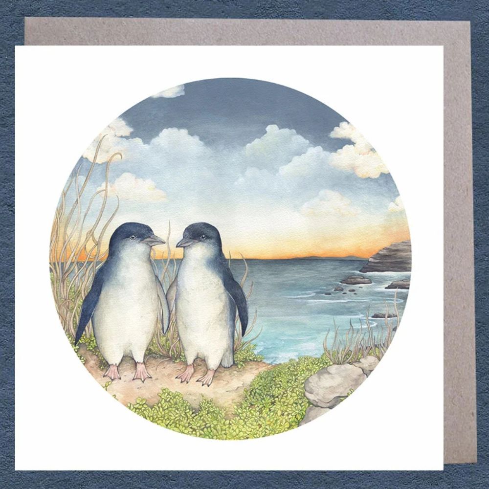 Ingrid Bartkowiak Square Art Card - Little Penguins
