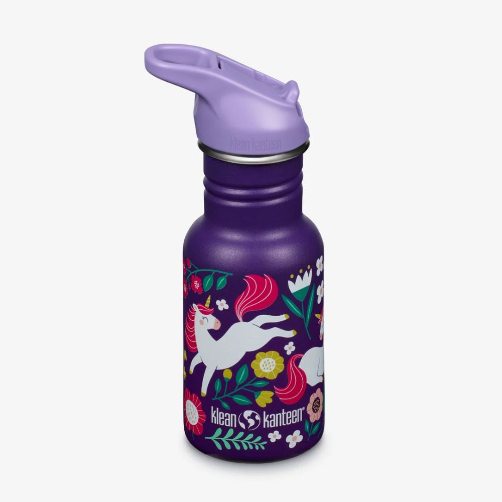 Klean Kanteen Kids 12oz (355ml) Stainless Steel Water Bottle with Flip Seal Sport Cap & Straw