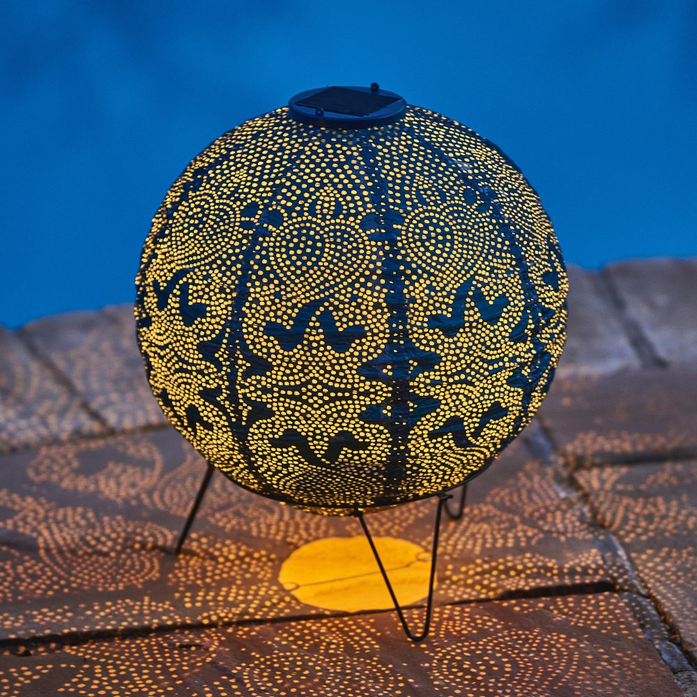 Lumina Outdoor LED Solar Lantern - Blue Globe 30cm
