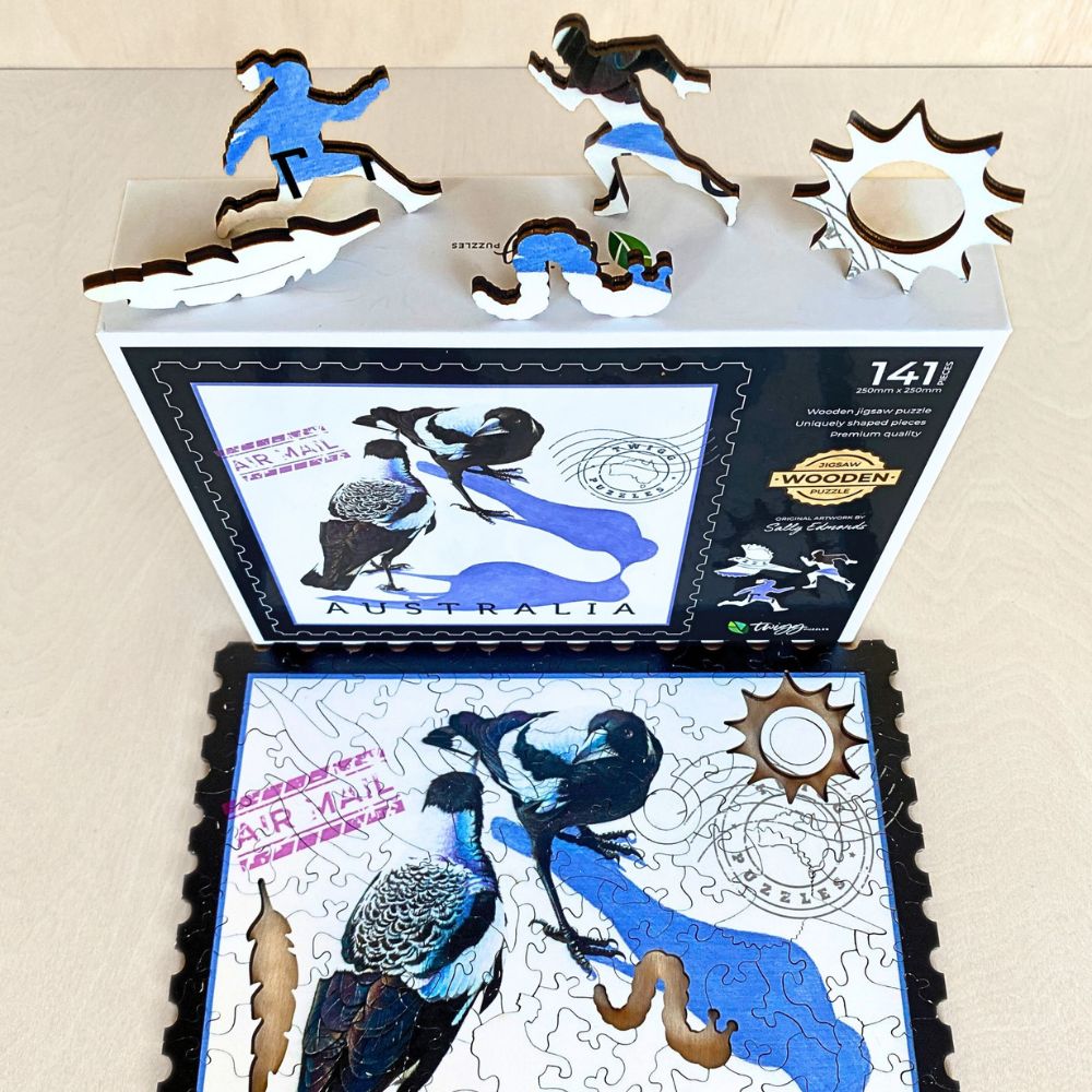 Twigg Puzzle Wooden Jigsaw Puzzle 141 Pieces - Magpies
