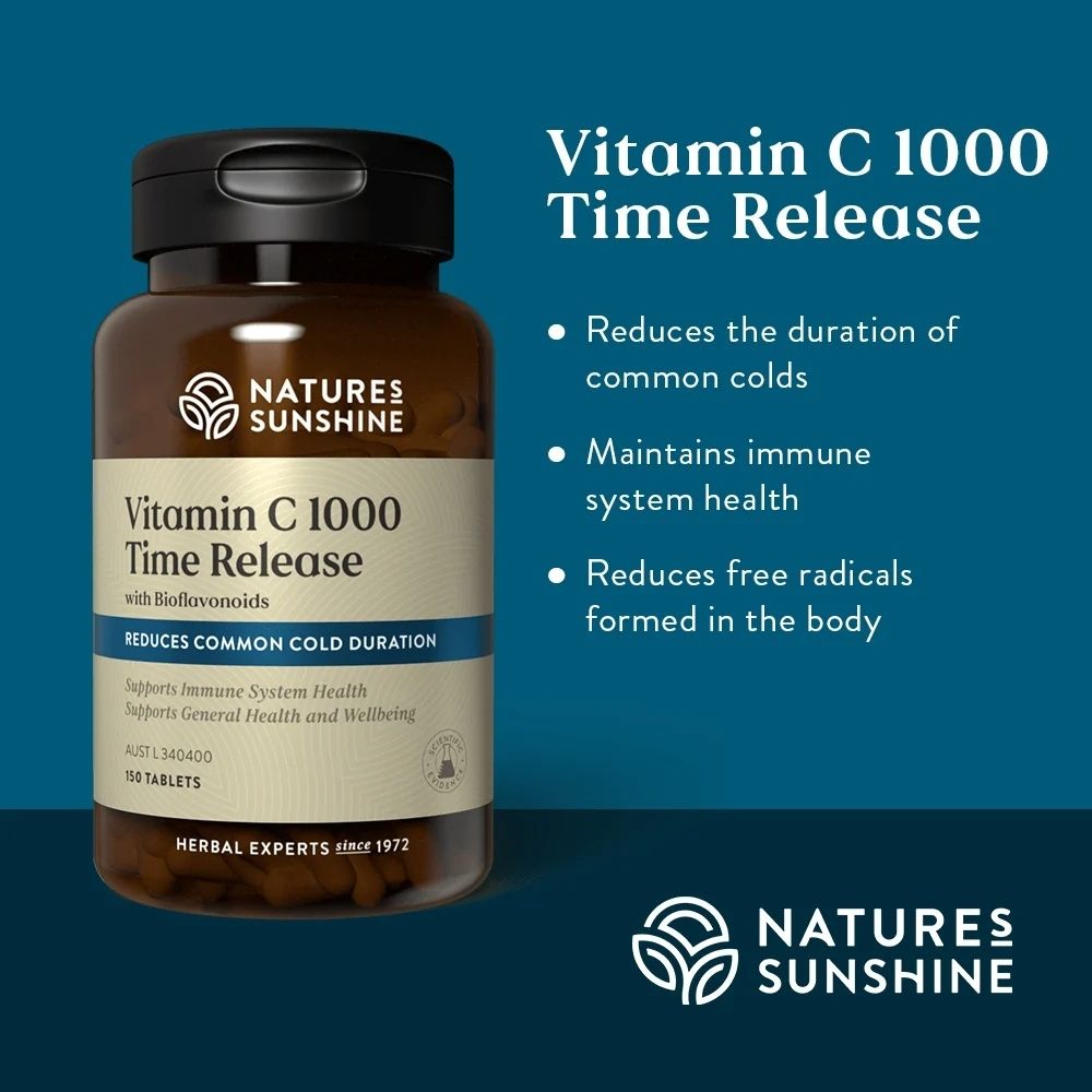 Nature's Sunshine Vitamin C 1000 Time Release w/ Bioflavonoids 150 Tablets