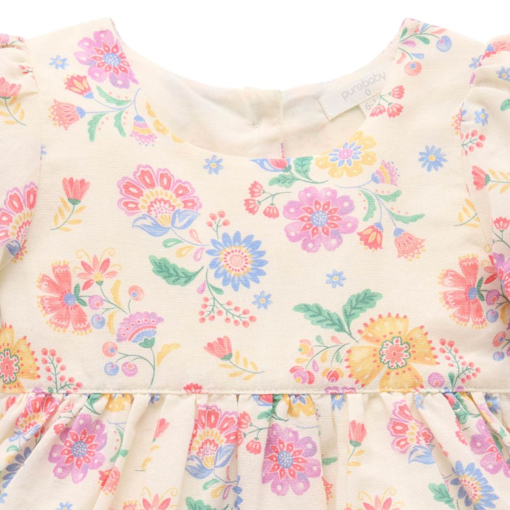 Purebaby Linen Blend Dress - Mexican Floral