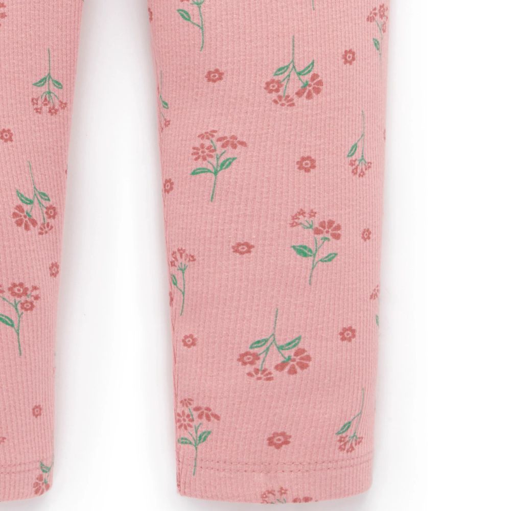 Purebaby Thick Rib Leggings - Blush Woodland Flower
