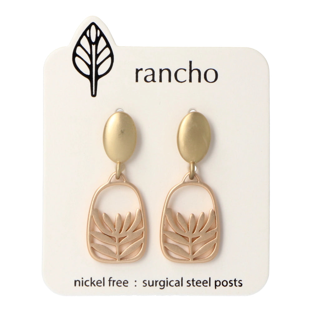 Rancho Stud Earrings Gold - Leucadendron on Oval