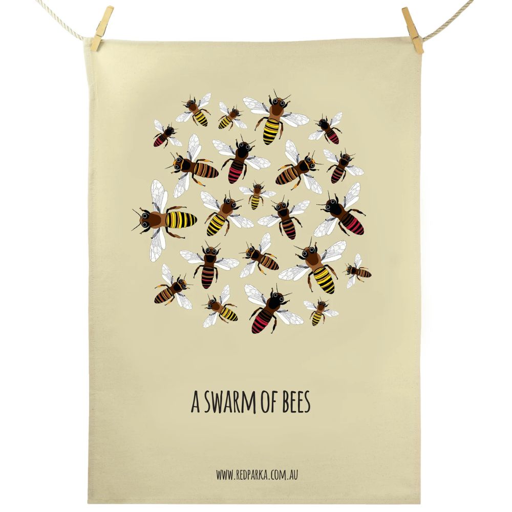 Red Parka Tea Towel A Swarm Of Bees