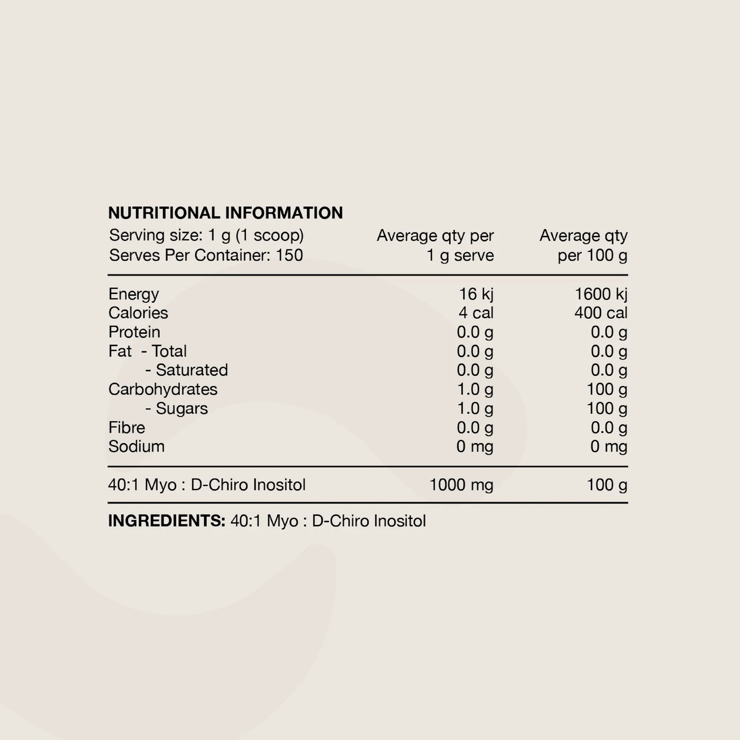 Switch Nutrition Inositol 40:1 MYO : D-Chiro Inositol 150g