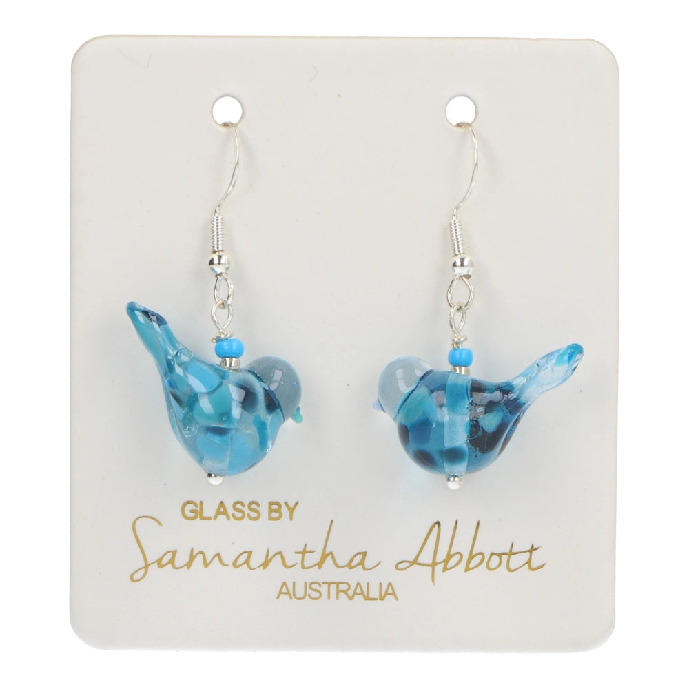 Samantha Abbott Glass Drop Earrings - Blue Bird