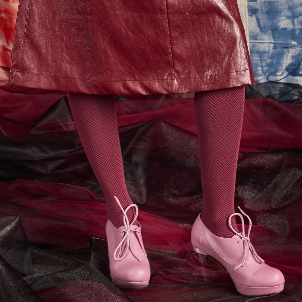 Tightology Organic Cotton Tights Weave Bordeaux