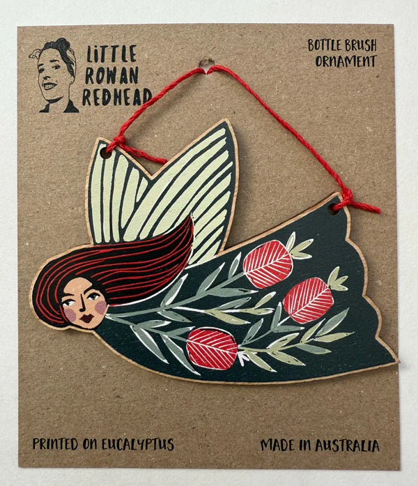 Little Rowan Redhead Wooden Christmas Ornament - Bottle Brush