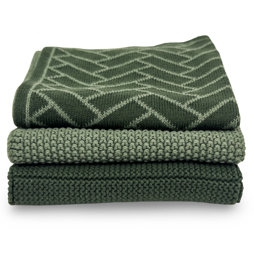 Ecovask Dish Cloth 3pc Variety Pack Organic Cotton