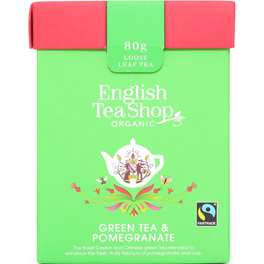English Tea Shop Organic Green Tea Pomegranate Loose Leaf Tea 80g