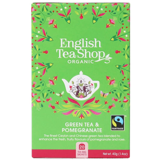 English Tea Shop Organic Green Tea & Pomegranate Teabags 20pk