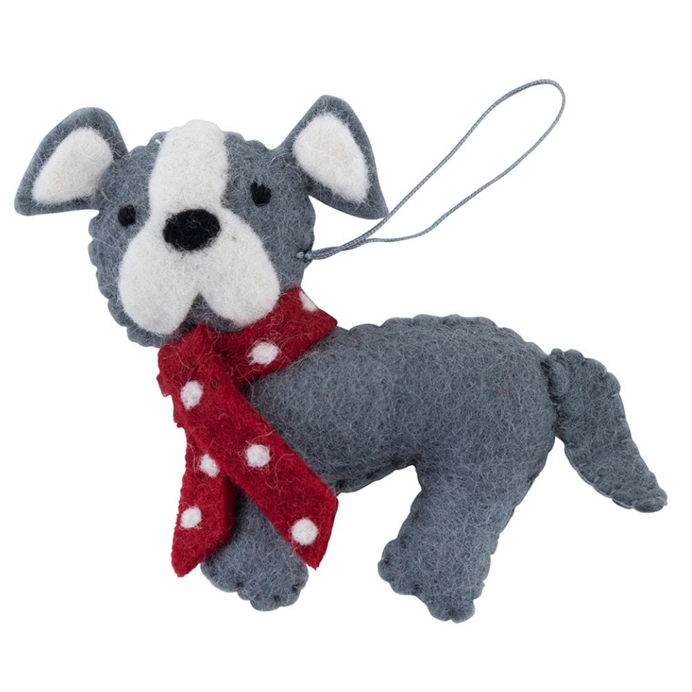 Buy Fairtrade Felt Christmas Decoration Staffy with Dotty Scarf