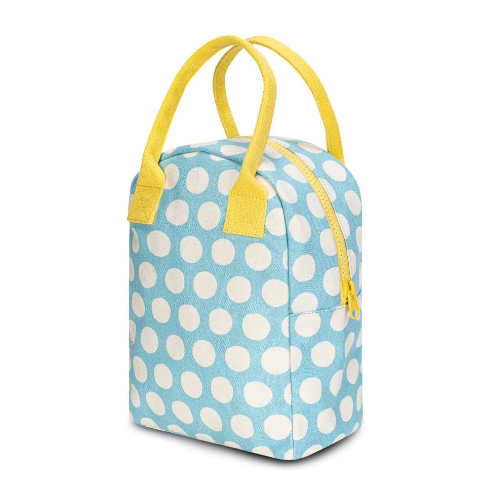 Flu Zipper Lunch Bag- Blue Polka Dot