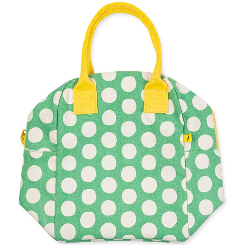 Fluf Zipper Lunch Bag - Green Polka Dot