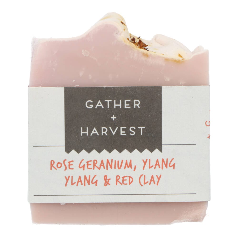 Gather and Harvest Handmade Natural Soap Rose Geranium Ylang Ylang and Australian Red Clay