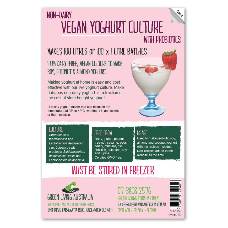 Green Living Yoghurt Culture + 2 Jars - Vegan Non-Dairy