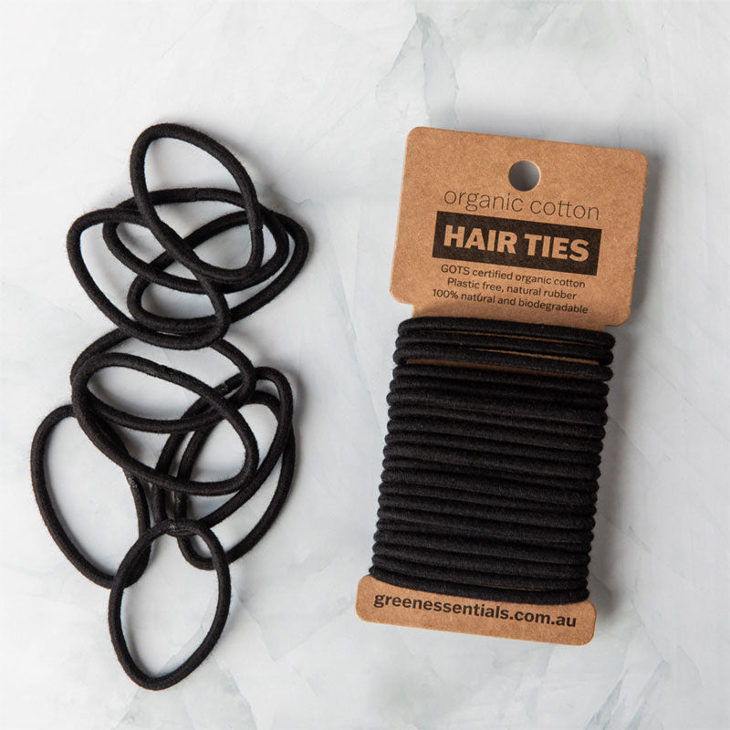 Green Essentials Natural Hair Ties 20PK - Black