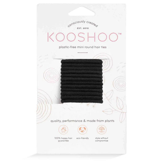 Kooshoo Plastic - Free Round Hair Ties Mini 12 Pack - Black