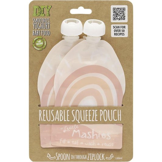 Little Mashies Reusable Squeeze Pouch 130ml 2 Pack - Rainbow