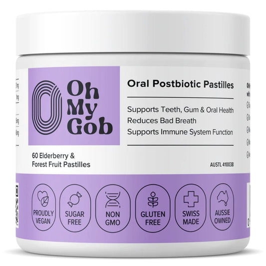 Oh My Gob Oral Postbiotic Pastilles - Elderberry & Forest Fruit 60pc