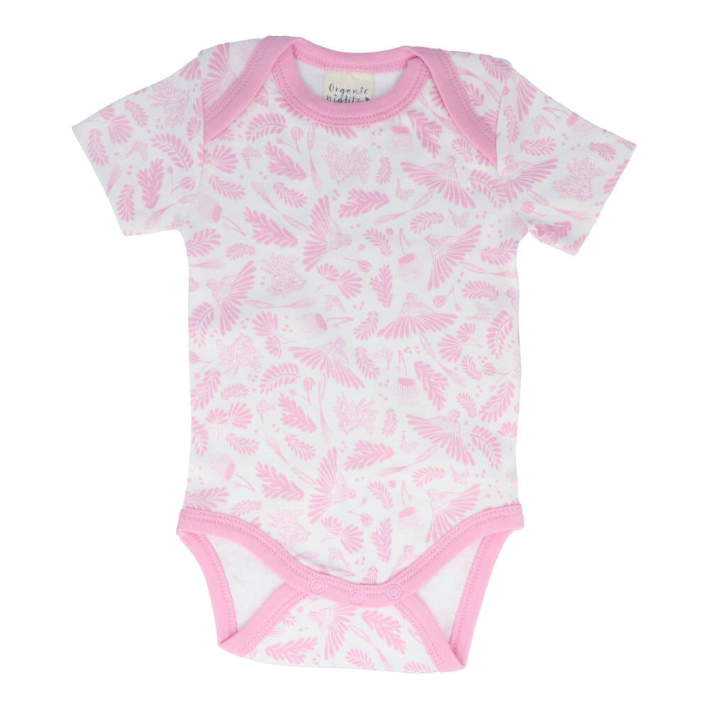 Organic Cotton Summer Baby Onesie Blush Wings Pink