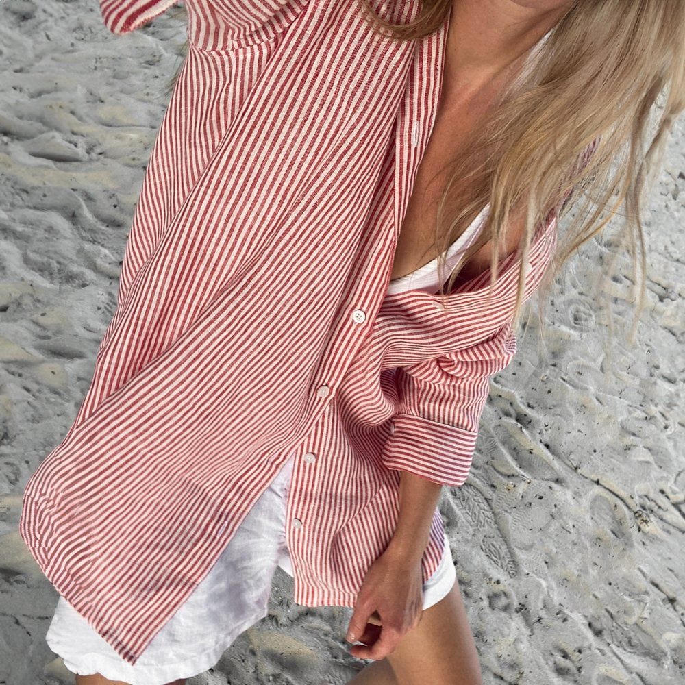 Seaside Tones Linen Striped Shirt