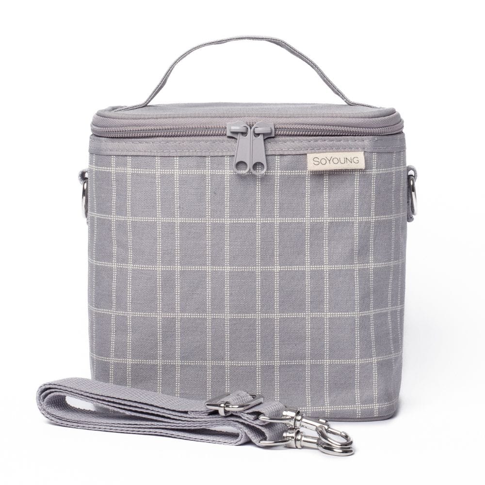 SoYoung Raw Linen Petite Poche Light Grey Grid