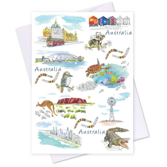 The Linen Press Greeting Card Australian Icons