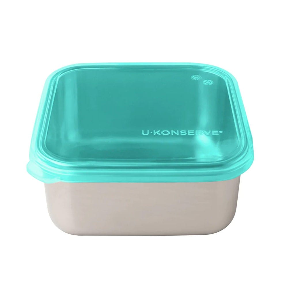 U Konserve Square To-Go Container MEDIUM 0.9L / 30oz Island Teal Silicone Lid