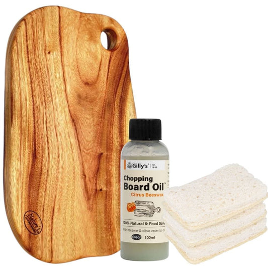 Wooden Cutting Board and Care Set