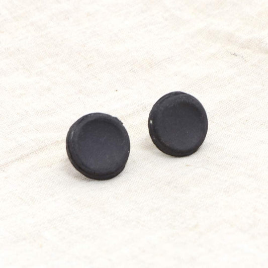 Bec English Ceramics Button Earrings - Black