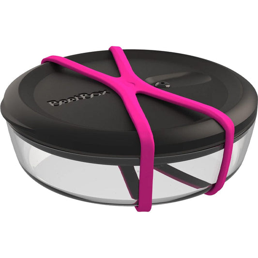 BeetBox Glass Lunch Box - Black with Fluro Pink Band