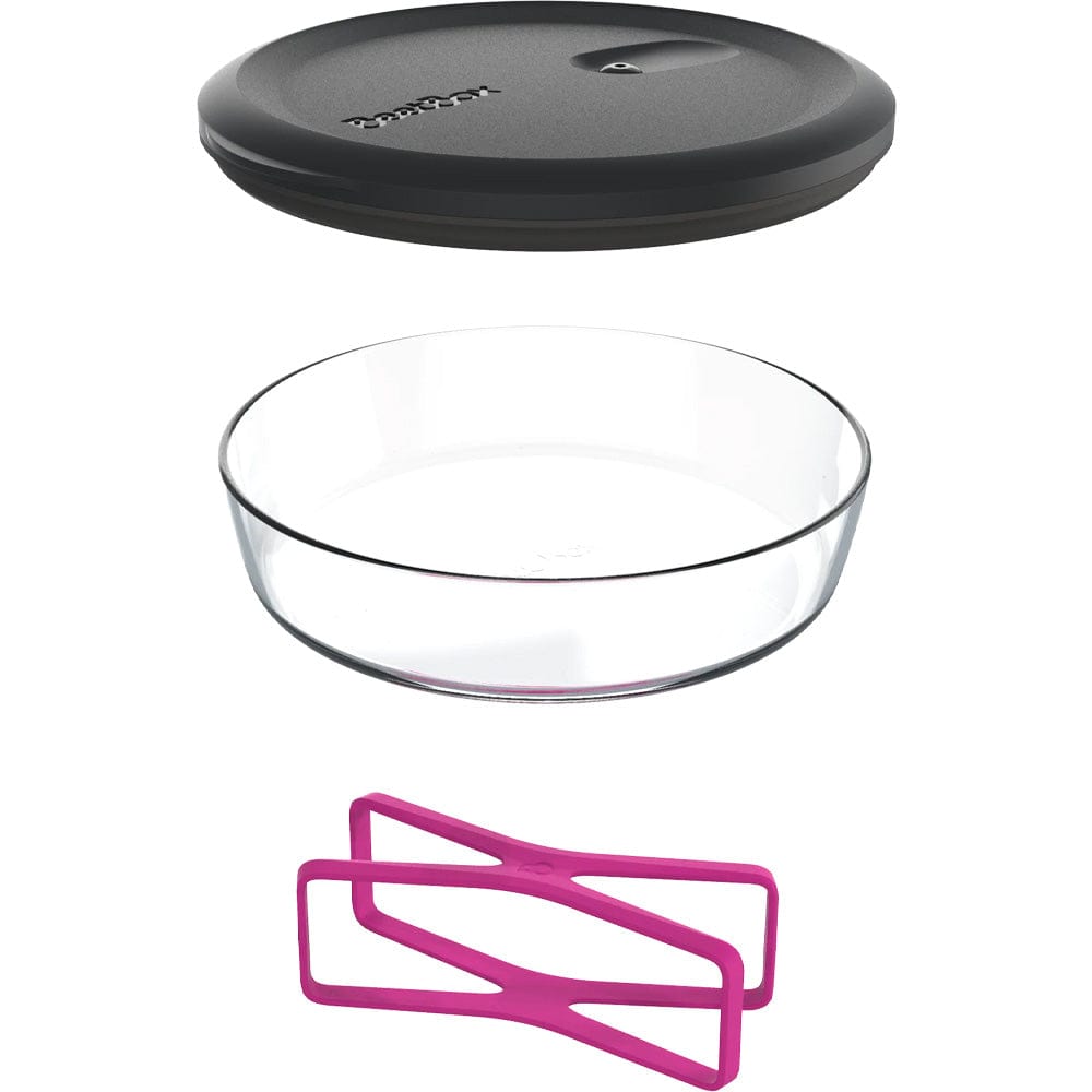 BeetBox Glass Lunch Box - Black with Fluro Pink Band