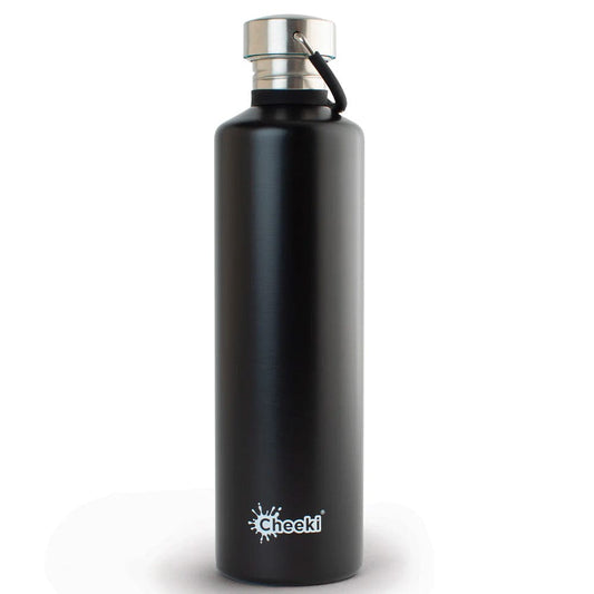 Cheeki 1L Stainless Steel Water Bottle - Matte Black