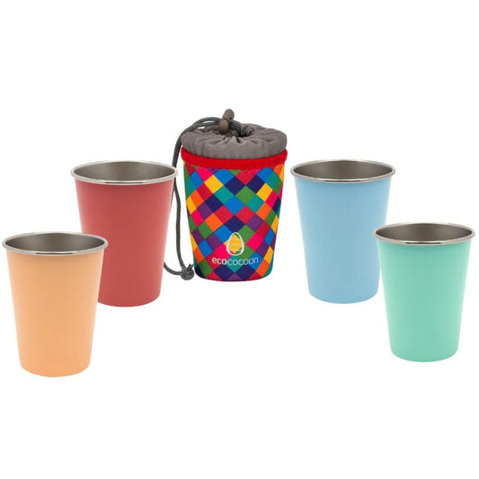 EcoCocoon Stainless Steel 4 Cup Set - Sherbet Pop
