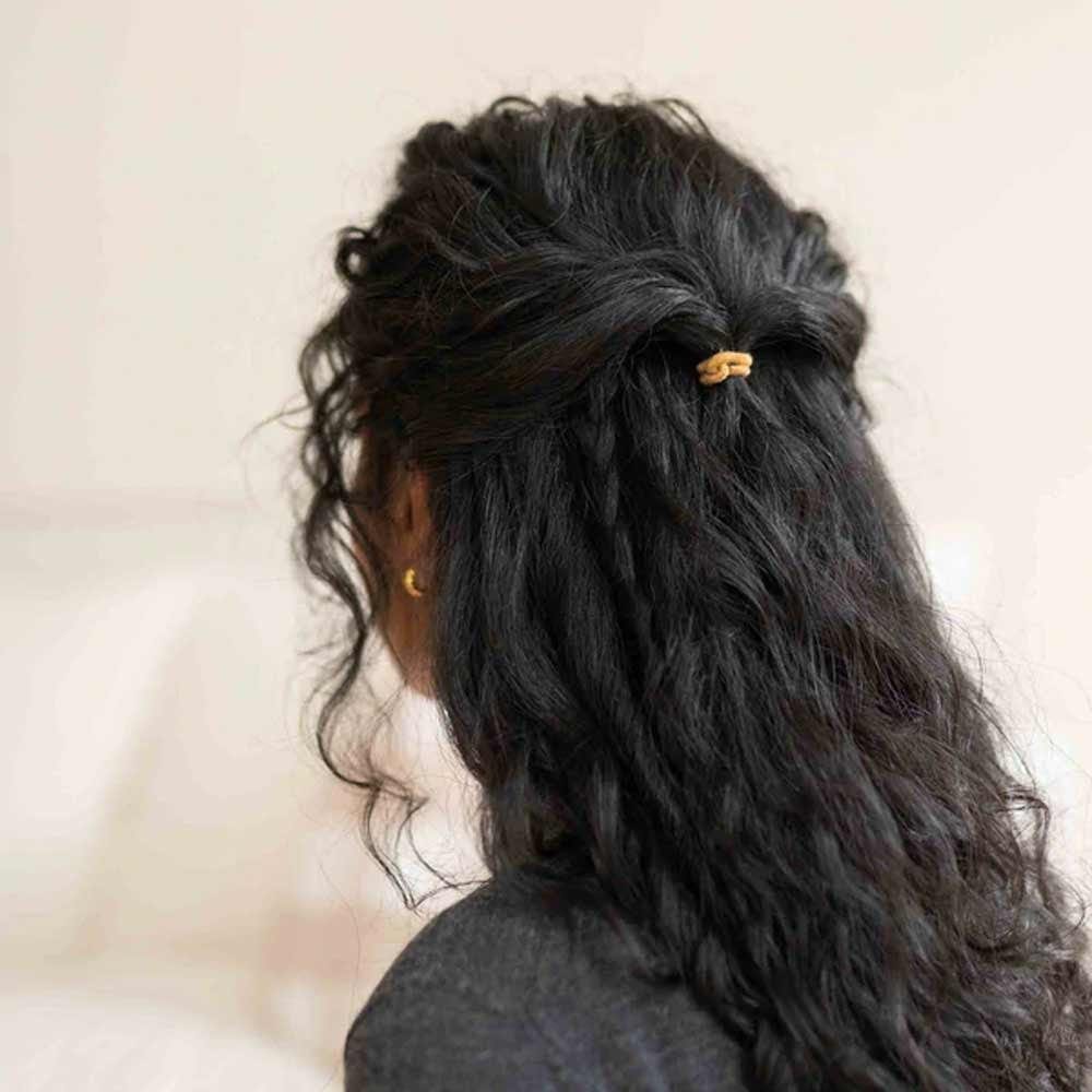Kooshoo Plastic-Free Round Hair Ties Mini 12 Pack - Golden Fibres