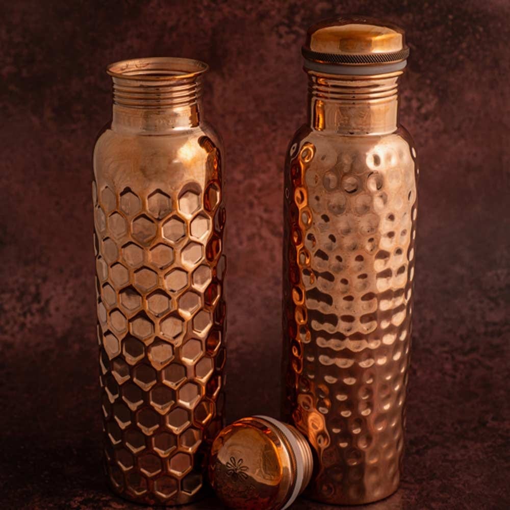 Let's Go Nature'al Copper Water Bottle 950ml - Traditional Hammered