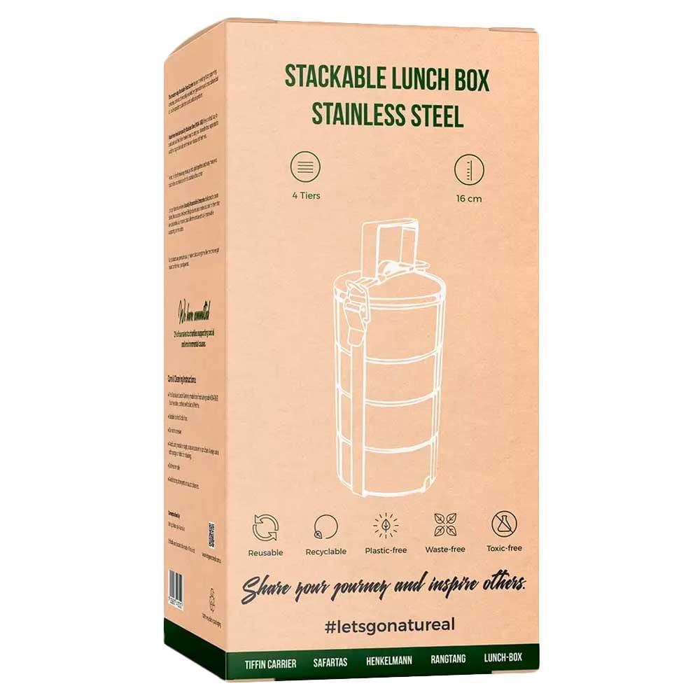 Let's Go Nature'al Stackable Stainless Steel Food Carrier 4 Tier Tiffin Box