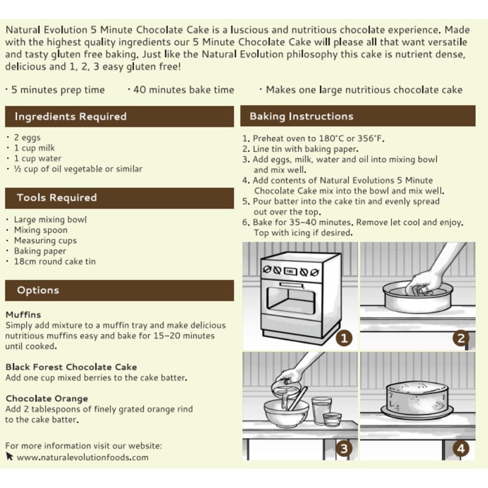 Natural Evolution 5-Minute Chocolate Cake Mix - 465g
