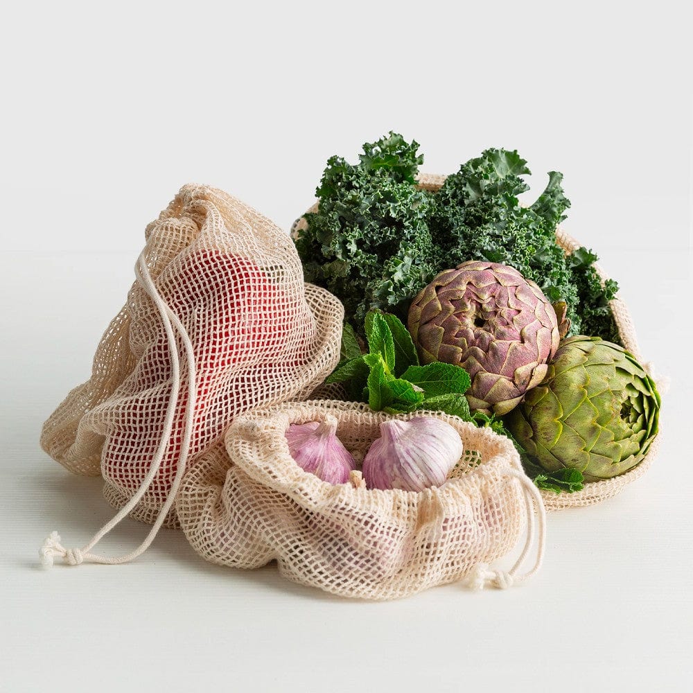 Organic Cotton Mesh Produce Bags - Set of 3 Small