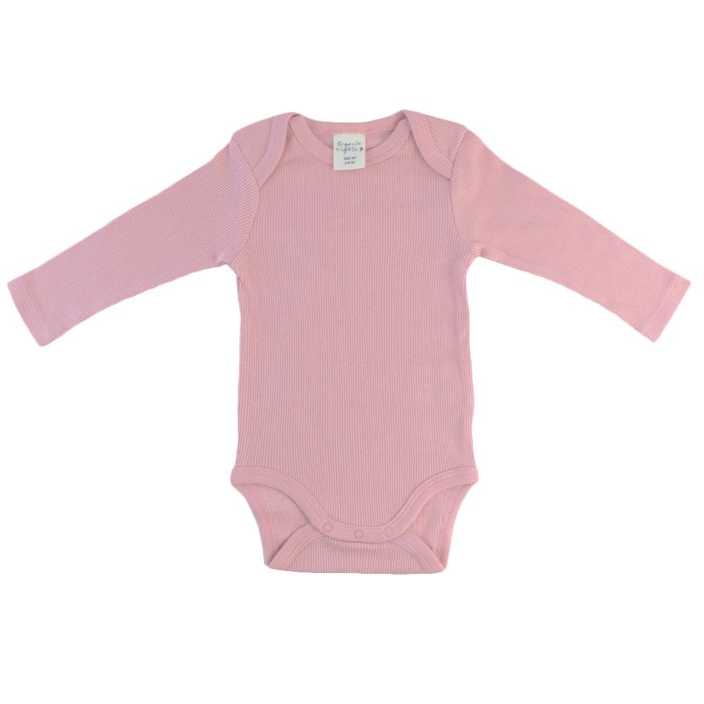 Organic Nights Baby Rib-Knit Long Sleeve Sleepsuit - Cameo Pink
